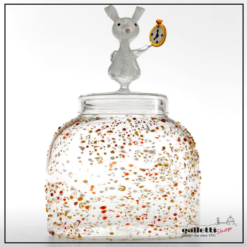 Wonderland White Rabbit Cookie Jar by Massimo Lunardon – Confetti Art Glass