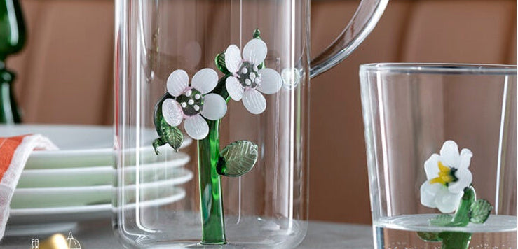 Blooming Cornflower Glass Tumblers – Set of 6