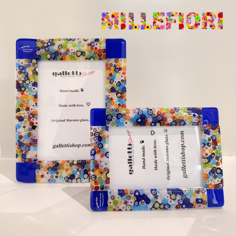 Blue Murano Glass Picture Frame – Colorful Murrine