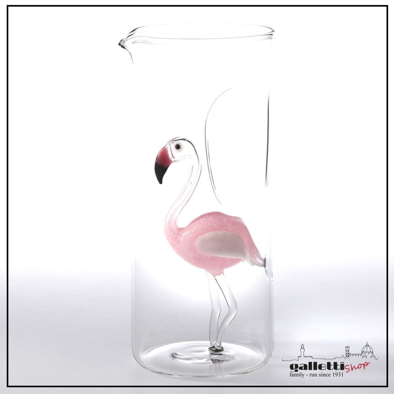 Massimo Lunardon Flamingo Water Pitcher - blue Rim