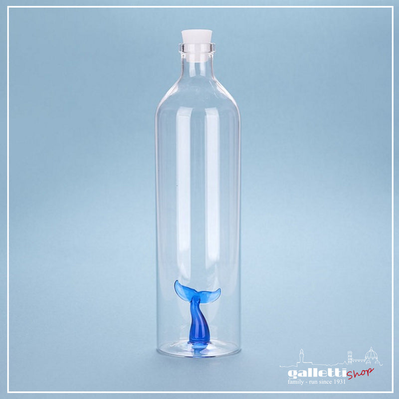 Blue Tail whale bottle - Borosilicate glass